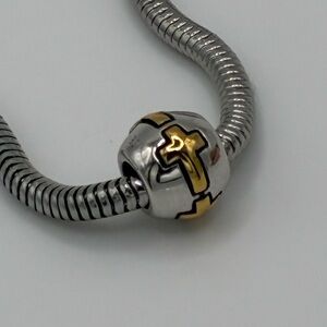 Vintage Danbury Mint Signed Gold Cross Spacer Charm